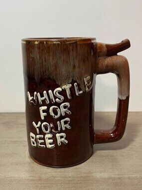 Whistle for your Beer Mug Stein Wet your Whistle 70s Funny Novelty Ceramic Japan